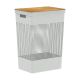 Grid Basket with Bamboo Lid - Ocean White - 49 Liter