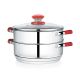 Premier Stainless Steel Induction Bottom 2 Tier Steamer with Glass Lid