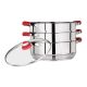Premier Stainless Steel Induction Bottom 3 Tier Steamer with Glass Lid